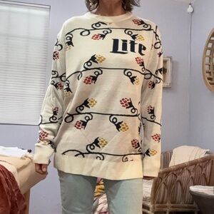 Miller lite men’s holiday sweater with strung hops design large